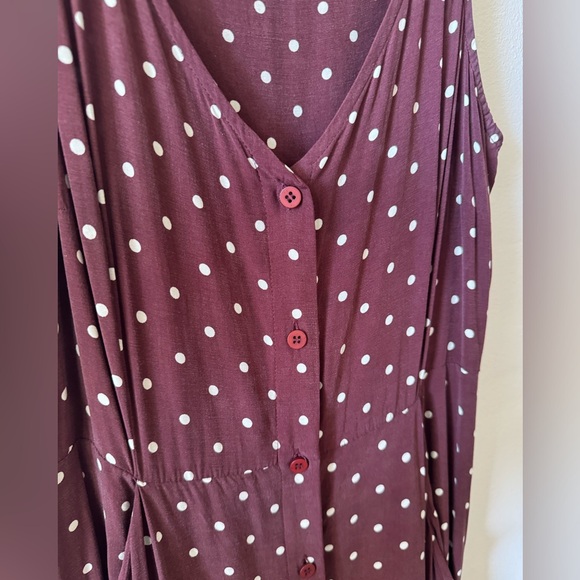 Whistles UK Burgundy Polka Dot Maxi Dress Luxe 90s Vibe - Picture 13 of 14